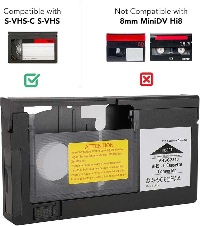 Ashata VHS C to VHS Tapes Cassette Adapter Camcorders for S VHS C and S VHS Playback Recording Video Cassette Adaptor Converter, Including 1.2mm Standard Tapes - Image 4
